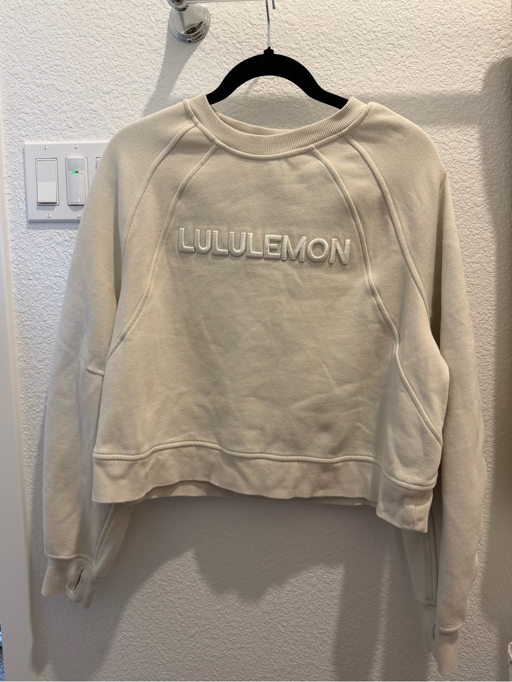 lululemon athletica Cream Embroidered Logo Crewneck Sweatshirt